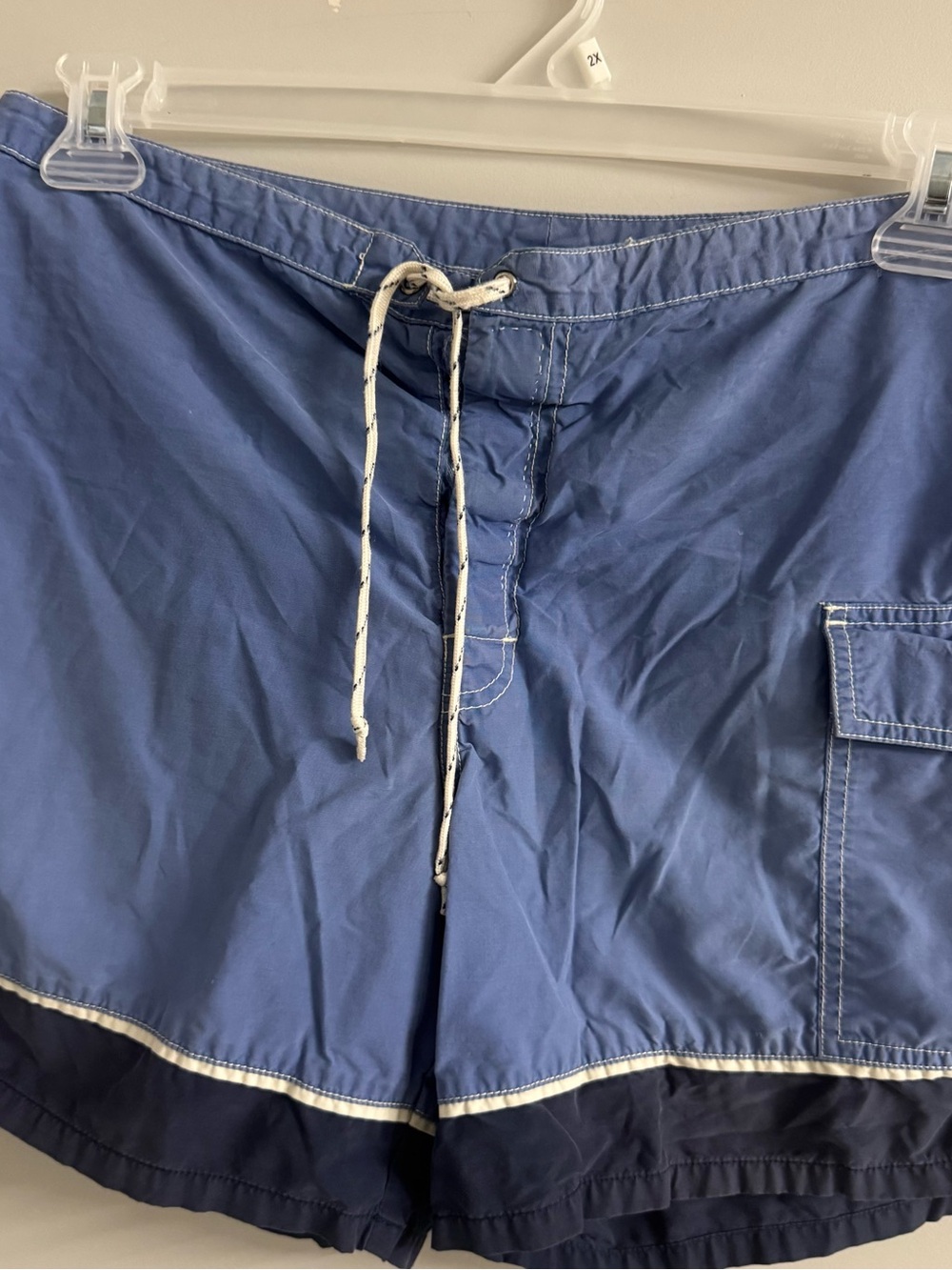J. Crew Two-Tone Blue Men’s Swim Board Shorts with Drawstring